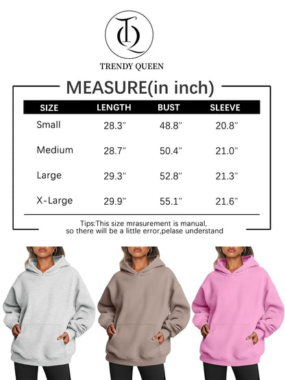 Trendy Queen Hoodies for Women Oversized Sweatshirts Cute Long Sleeve Shirts Sweaters Fleece Loose Fit Casual Pullover Fall Clothes Winter Outfits Y2k Fashion 2023 Grey