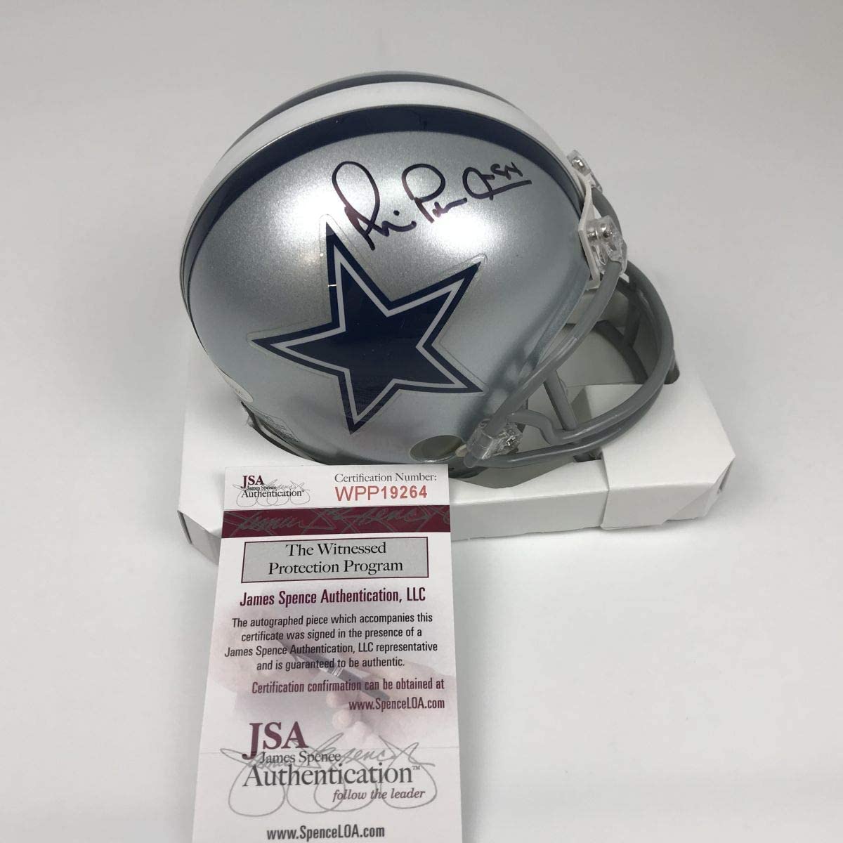 Autographed/Signed Michael Irvin Dallas Cowboys Football Mini Helmet JSA COA