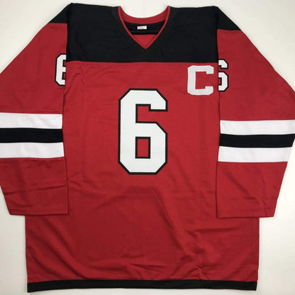 Autographed/Signed Andy Greene New Jersey Red Hockey Jersey PSA/DNA COA