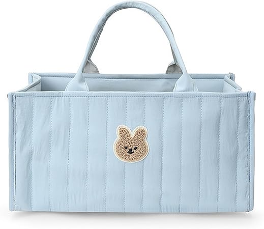 Baby Diaper Caddy Basket - Diaper Bag Tote for Baby Shower Gifts, Large Baby Diaper Caddy Organizer, Car Organizers and Storage for Nursery Must Haves - Baby Clothes Organizer (Blue)