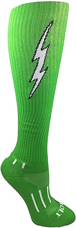 Lime with White Knee-High Insane Bolt Soccer Socks