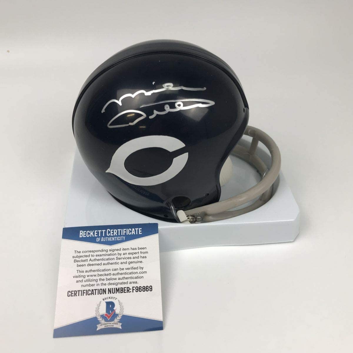 Autographed/Signed Mike Ditka Retro Chicago Bears Mini Football Helmet Beckett BAS COA