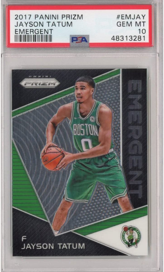 Graded 2017-18 Panini Prizm Jayson Tatum #EMJAY Emergent Rookie RC Basketball Card PSA 10 Gem Mint