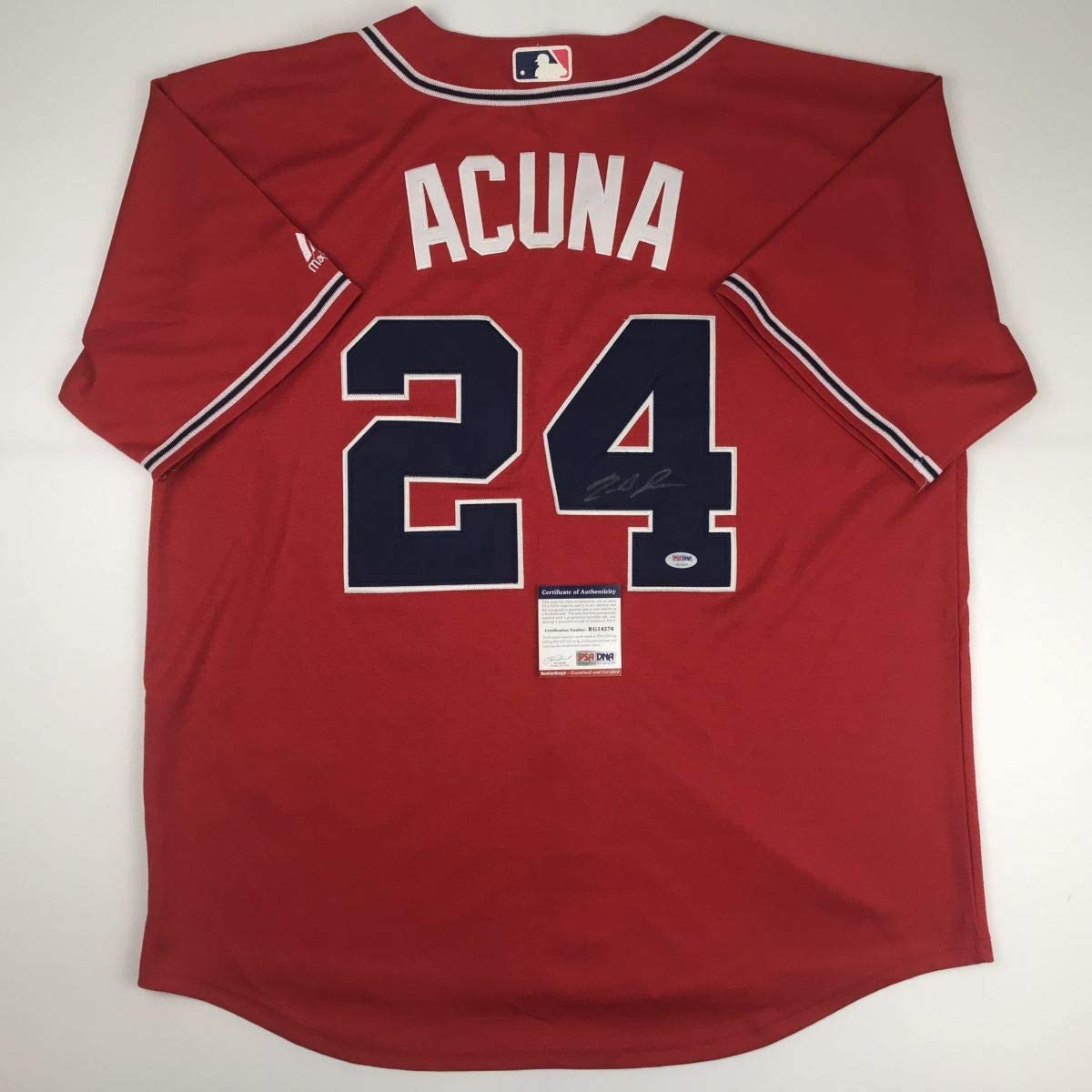 Autographed/Signed Ronald Acuna Jr. Atlanta Red Baseball Jersey PSA/DNA COA