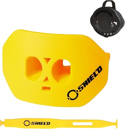 O Shield Mouth Guard for Football with Dual-Layer Protection, Built-in Air Channels, Extended Lip Shield, Soft Material, Adult and Youth Sizes with Strap/Case, Yellow