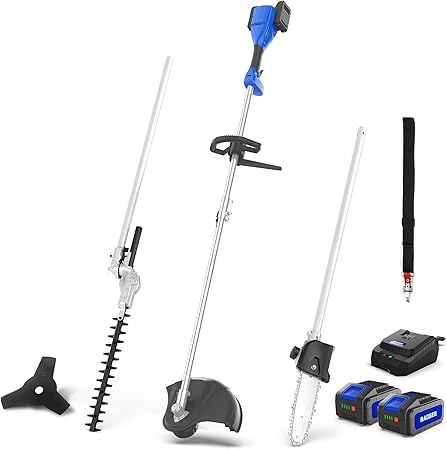 40V Cordless Weed Wacker, String Trimmer/Edger, Pole Saw, Hedge Trimmer and Brush Cutter Blade, Attachment Capable 4-in-1 Multi-Tool Kit with 2 * 20V 4Ah Battery and 1*Charger
