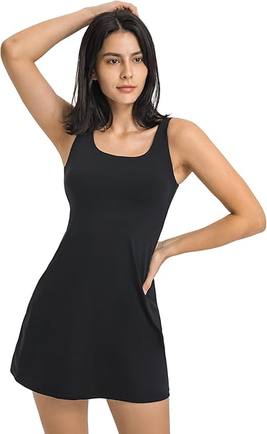 Bezioner Tennis Dress with Built in Shorts and Bra, Golf Dresses for Women Workout Athletic Dress Sleeveless with Pockets