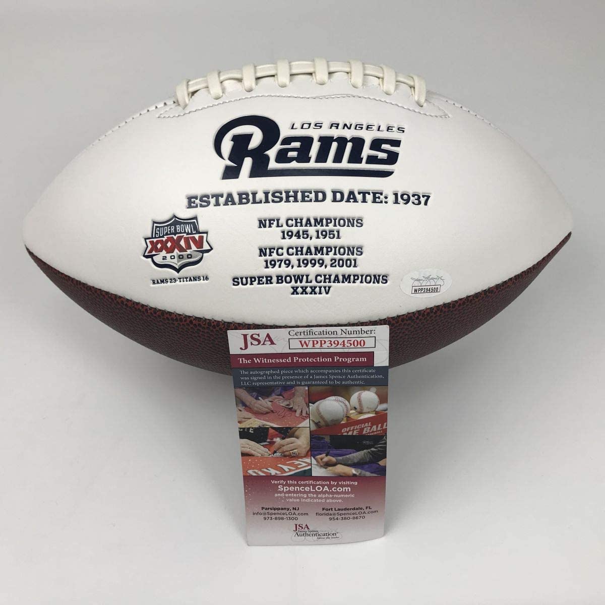 Autographed/Signed Aaron Donald Los Angeles LA Rams F/S White Panel Logo Football JSA COA