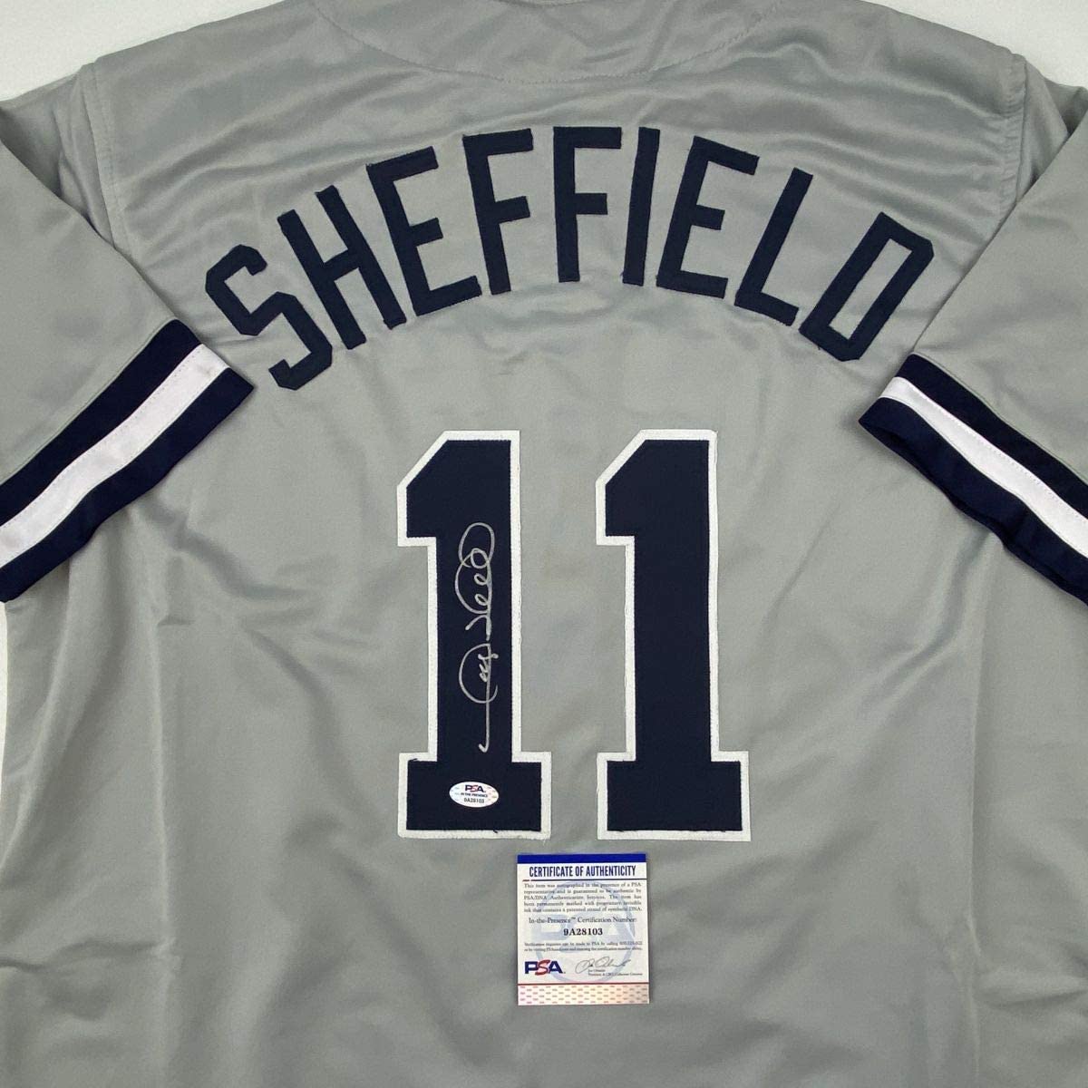 Autographed/Signed Gary Sheffield New York Grey Baseball Jersey PSA/DNA COA