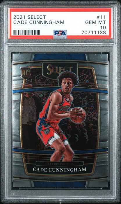 Graded 2021 Panini Select Cade Cunningham #11 Rookie RC Basketball Card PSA 10 Gem Mint