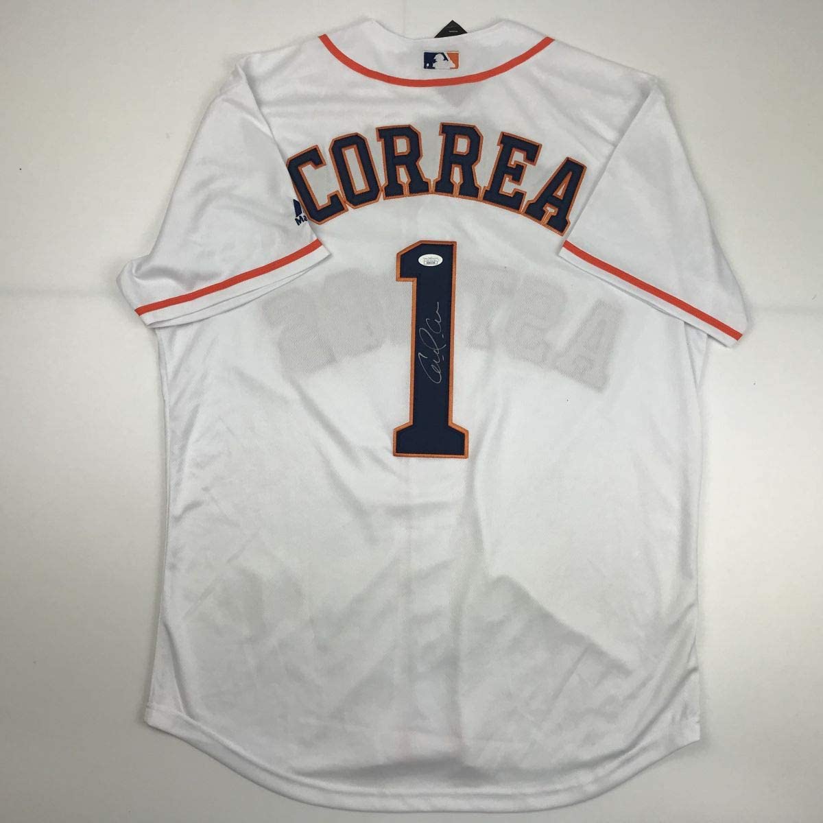 Autographed/Signed Carlos Correa Houston White Baseball Jersey JSA COA