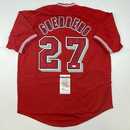 Autographed/Signed Vladimir Vlad Guerrero Los Angeles LA Anaheim Red Baseball Jersey JSA COA