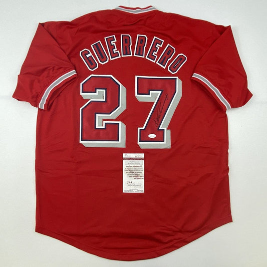 Autographed/Signed Vladimir Vlad Guerrero Los Angeles LA Anaheim Red Baseball Jersey JSA COA