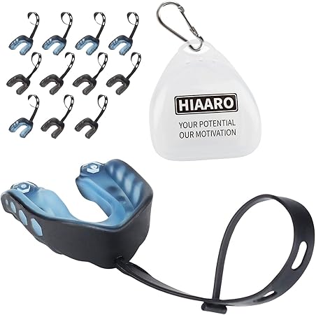 12-Pack Football Mouthguard with Straps and Case, Youth Sports Mouth Guard for Rugby, Hockey, Boxing, MMA, Basketball