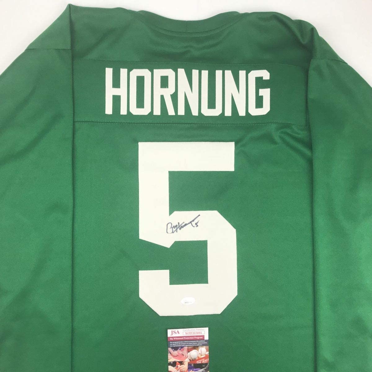 Autographed/Signed Paul Hornung Notre Dame Green College Football Jersey JSA COA