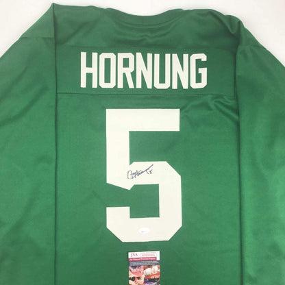 Autographed/Signed Paul Hornung Notre Dame Green College Football Jersey JSA COA