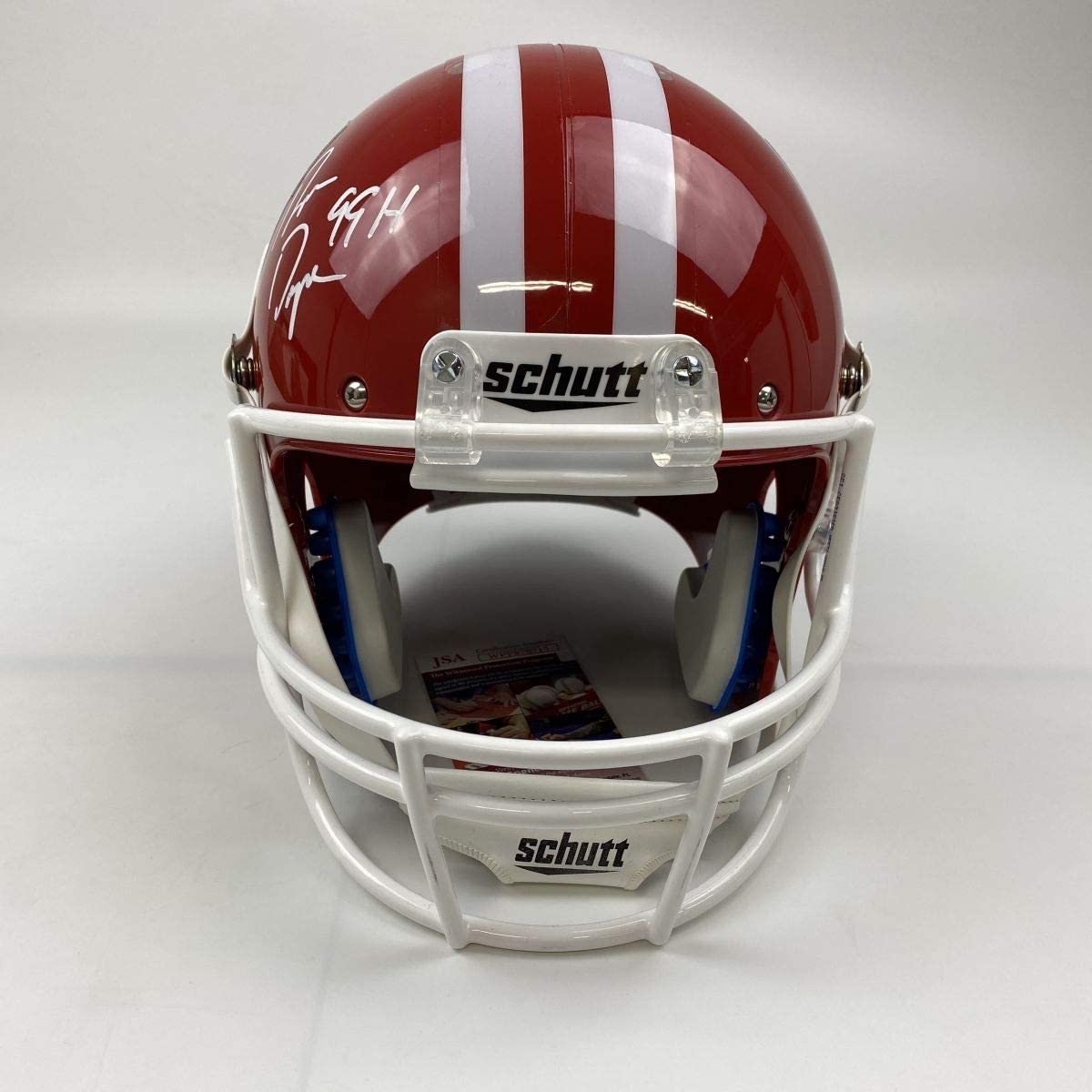 Autographed/Signed Ron Dayne 99 H Wisconsin Badgers Full Size FS F/S Replica College Football Helmet JSA COA