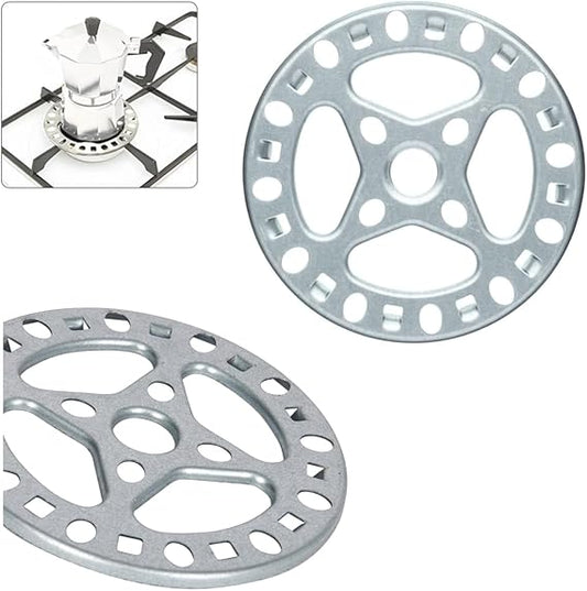 4.5" Gas Ring Reducer Trivets Universal Stove Accessories for Stove Top Hob Cooker- Heat Simmer Espresso Coffee n Milk Pots, 2pack, Sliver