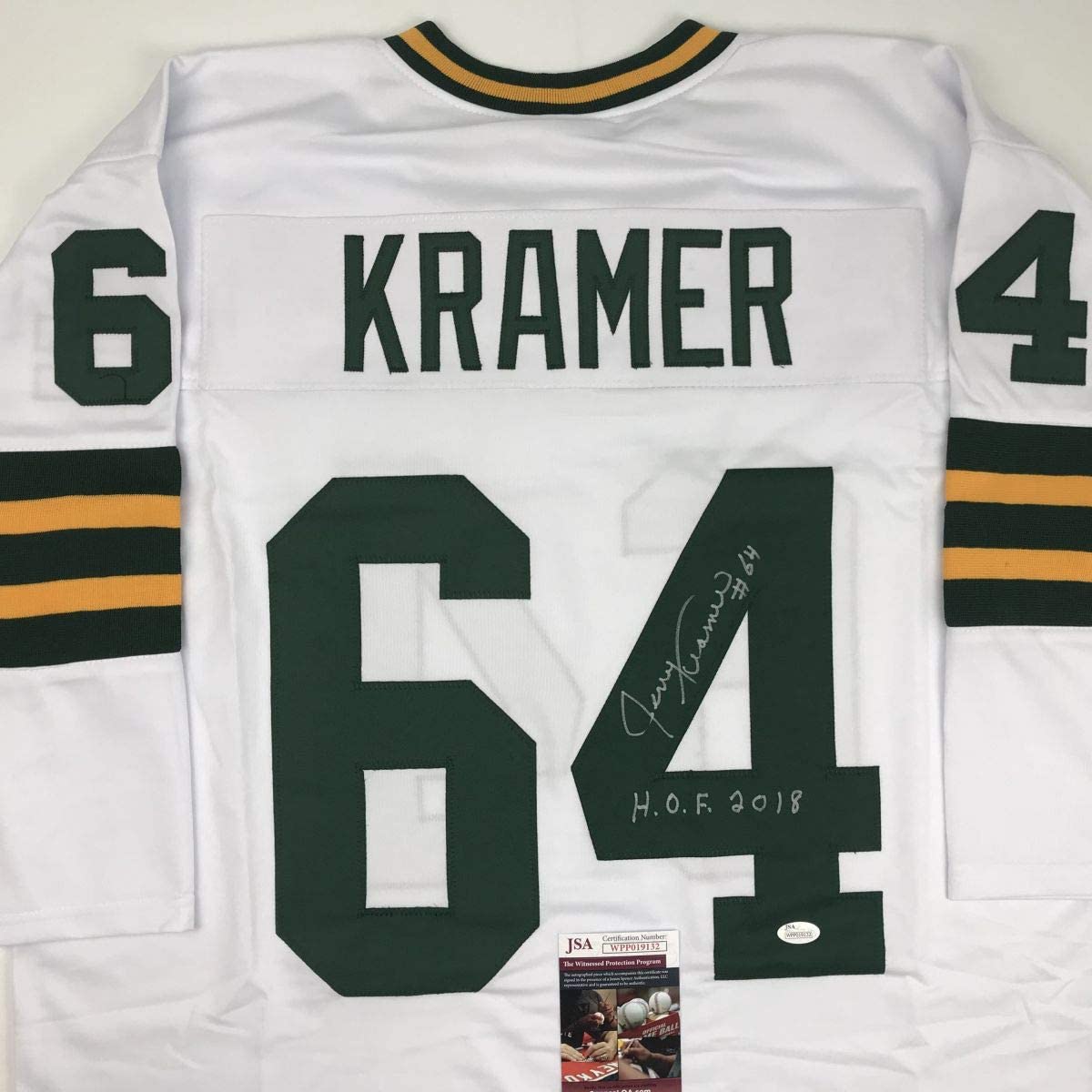 Autographed/Signed Jerry Kramer HOF 2018 Green Bay White Football Jersey JSA COA