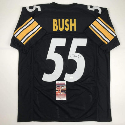 Autographed/Signed Devin Bush Pittsburgh Black Football Jersey JSA COA