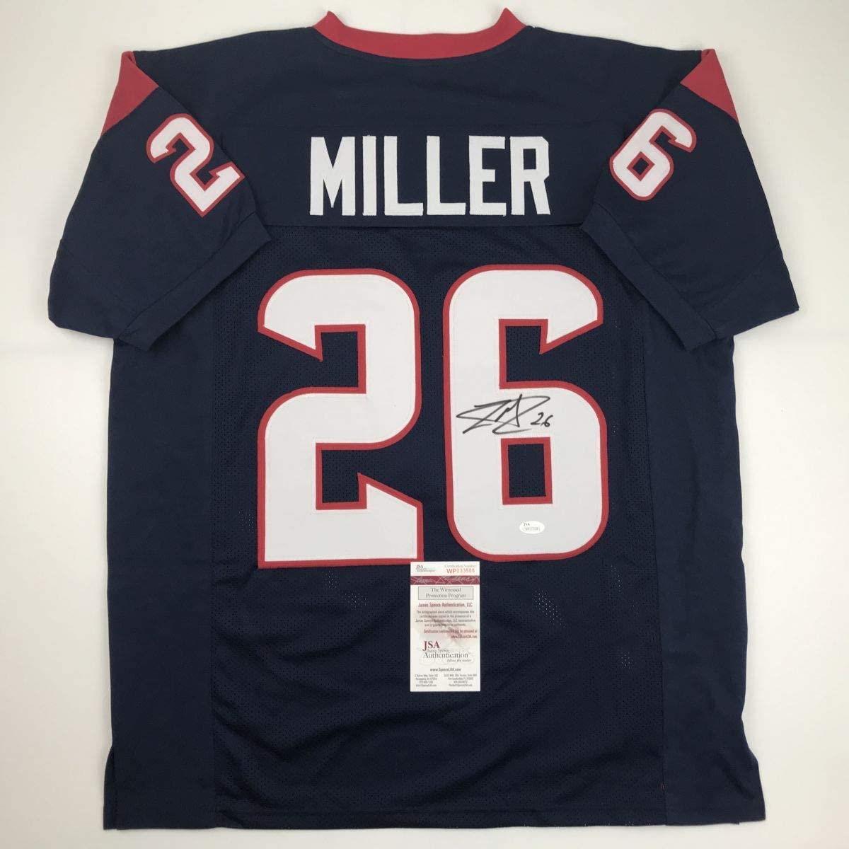 Autographed/Signed Lamar Miller Houston Blue Football Jersey JSA COA