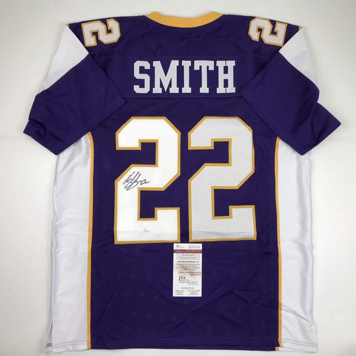 Autographed/Signed Harrison Smith Minnesota Retro Purple Football Jersey JSA COA