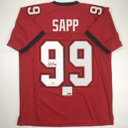 Autographed/Signed Warren Sapp Tampa Bay Red Football Jersey PSA/DNA COA