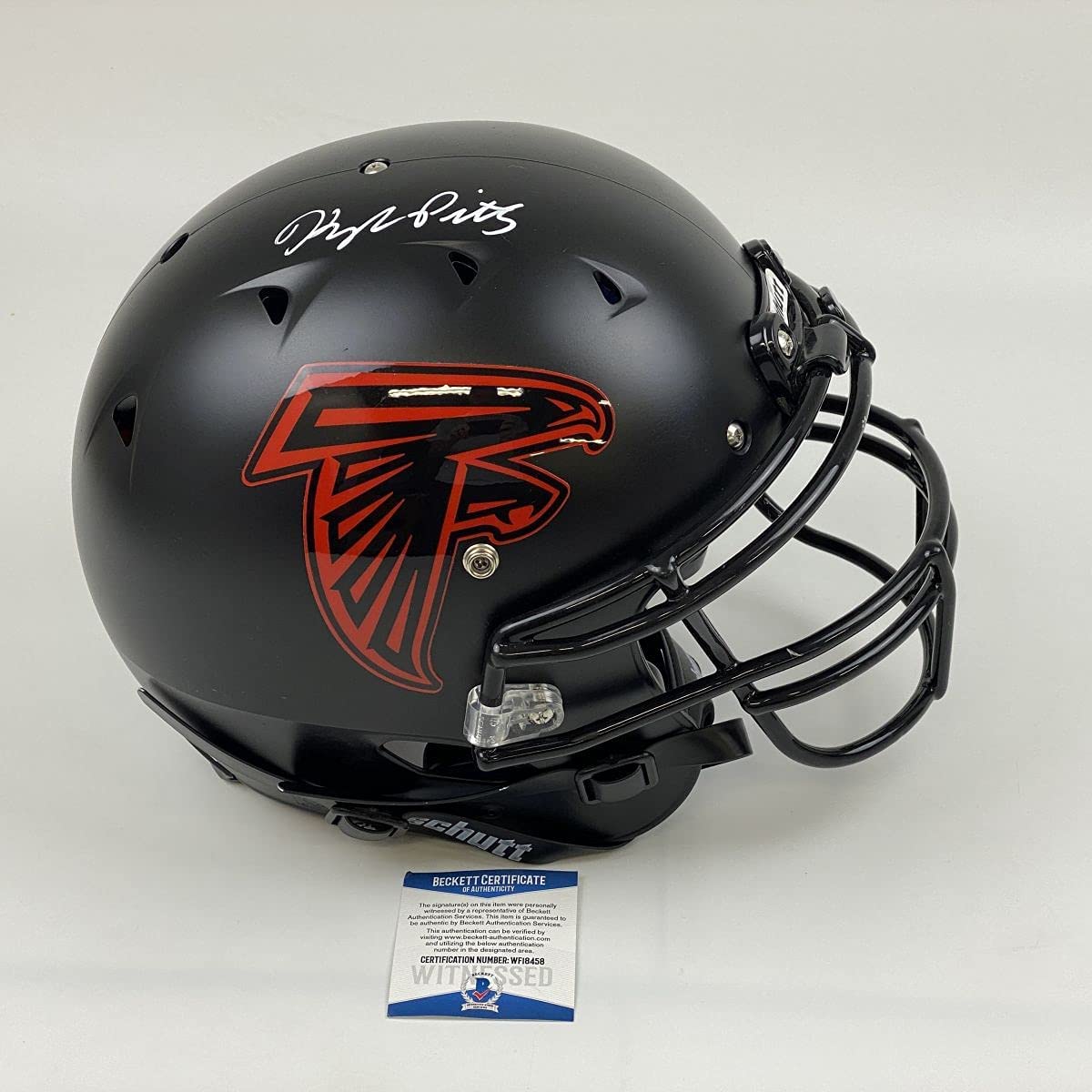 Autographed/Signed Kyle Pitts Atlanta Falcons Full Size FS F/S Authentic Schutt Hybrid Football Helmet Beckett BAS COA