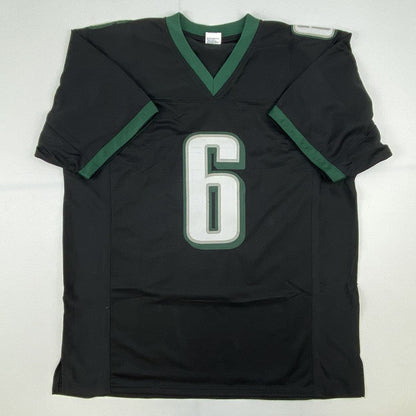 Autographed/Signed Devonta Smith Philadelphia Black Football Jersey Beckett BAS COA