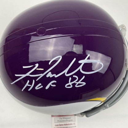 Autographed/Signed Fran Tarkenton HOF 86 Minnesota Vikings Full Size FS F/S Replica Football Helmet JSA COA