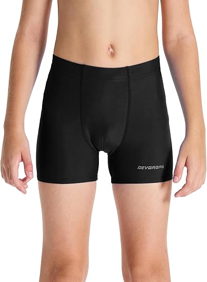 DEVOROPA Youth Boys Swim Shorts Square Leg Swimsuit Nylon Swimming Boxer Brief UPF 50+