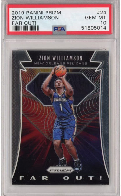 Graded 2019-20 Panini Prizm Zion Williamson #24 Far Out Rookie RC Basketball Card PSA 10 Gem Mint