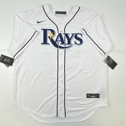 Autographed/Signed Randy Arozarena Tampa Bay Rays White Authentic Nike Baseball Jersey JSA COA