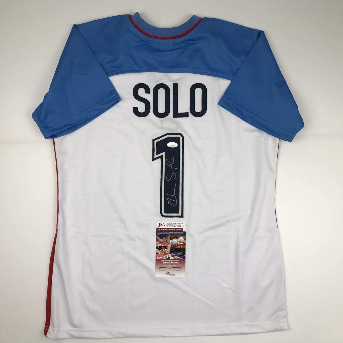 Autographed/Signed Hope Solo White Soccer Team USA World Cup Jersey JSA COA