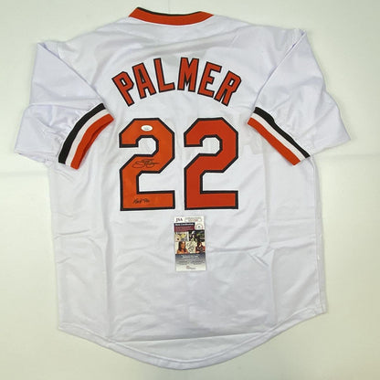 Autographed/Signed Jim Palmer HOF 1990 Baltimore White Baseball Jersey JSA COA