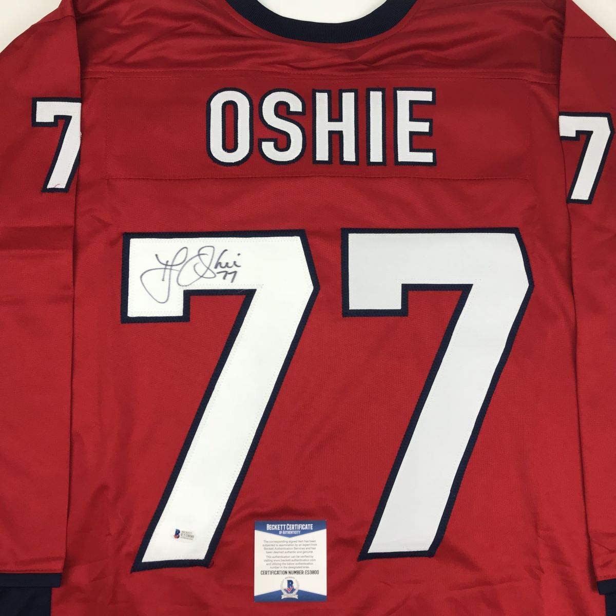 Autographed/Signed TJ T.J. Oshie Washington Custom Red Hockey Jersey Beckett BAS COA