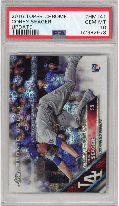 Graded 2016 Topps Chrome Corey Seager #HMT41 Update Rookie RC Baseball Card PSA 10 Gem Mint