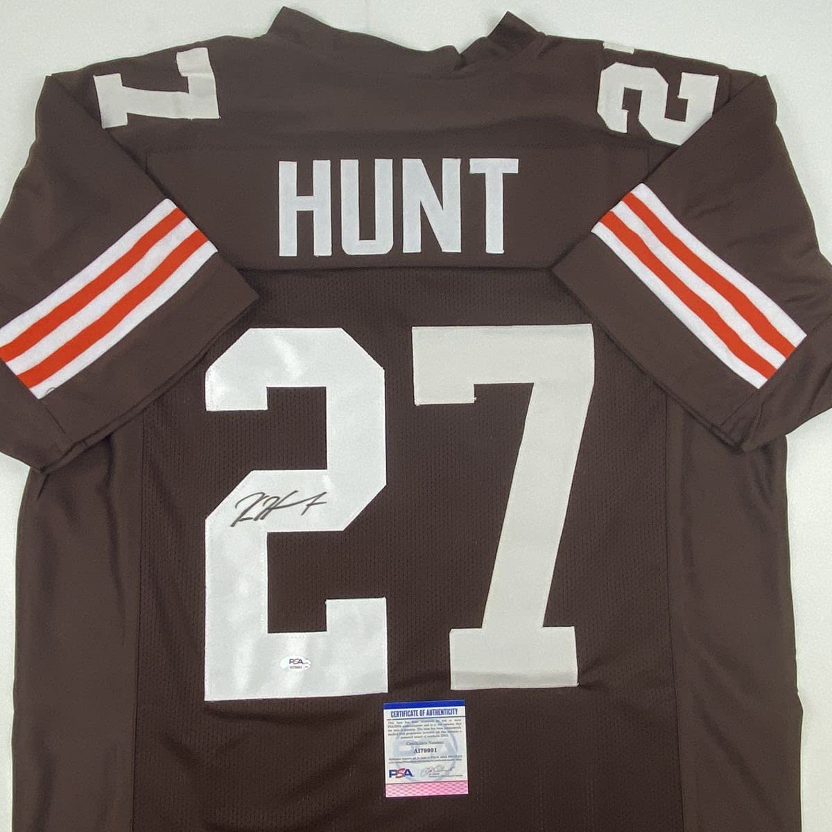 Autographed/Signed Kareem Hunt Cleveland Brown Football Jersey PSA/DNA COA
