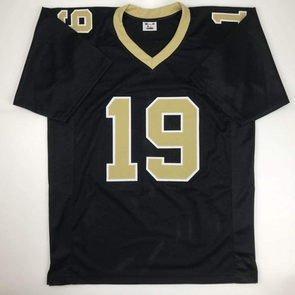 Autographed/Signed Ted Ginn Jr. New Orleans Black Football Jersey JSA COA