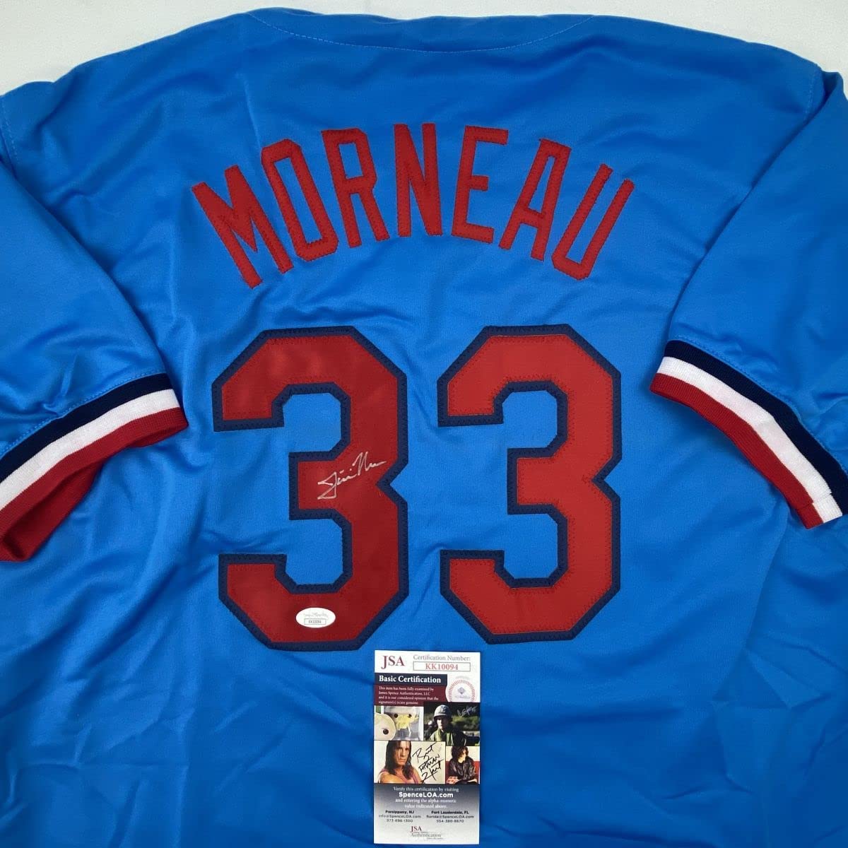 Autographed/Signed Justin Morneau Minnesota Retro Blue Baseball Jersey JSA COA