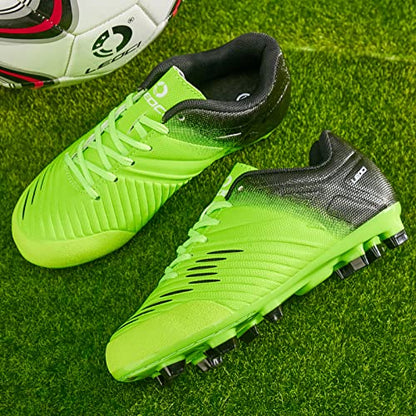 LEOCI Soccer Shoes for Boys Pink Soccer Cleats Breathable Athletic Toddler Black Football Boots for Outdoor Indoor Soccer Shoes for Girls AG/FG