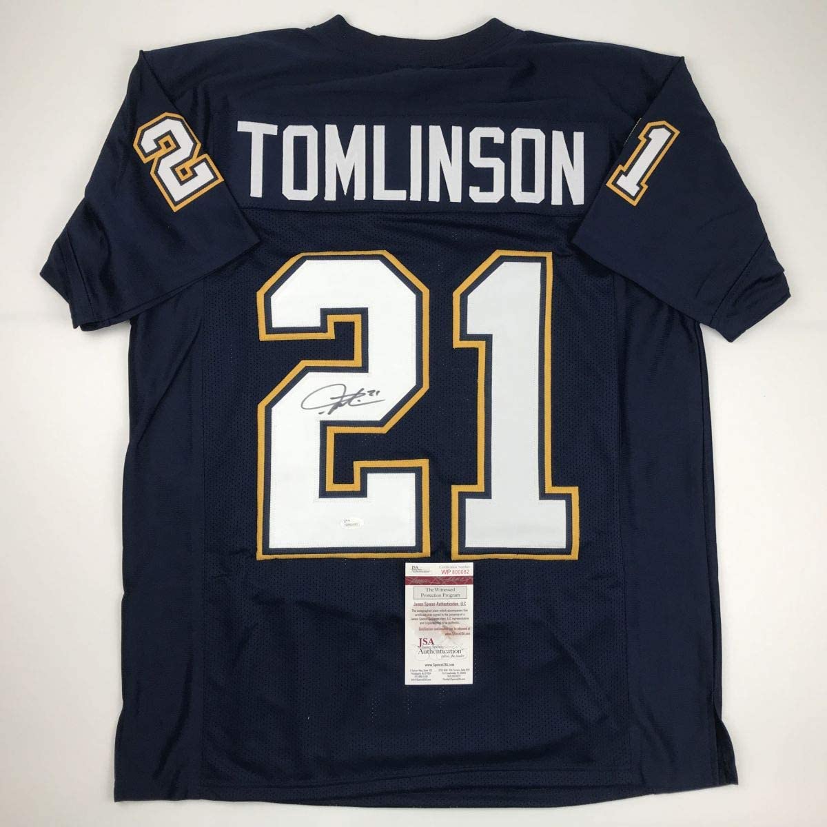 Autographed/Signed LaDainian Tomlinson San Diego Dark Blue Football Jersey JSA COA