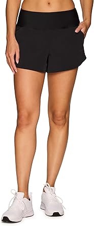 RBX Active Women's Workout Short with Built-in Liner Clean Waist Shorts for Women Running Shorts with Pockets