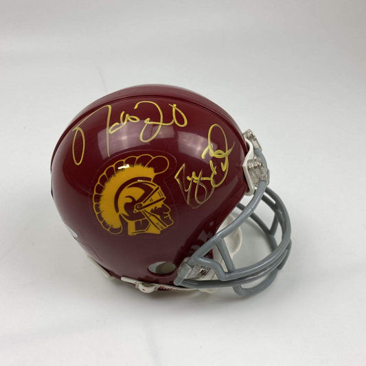 Autographed/Signed Matt Leinart & Reggie Bush USC Trojans Southen Cal College Football Mini Helmet GTSM Tristar COA