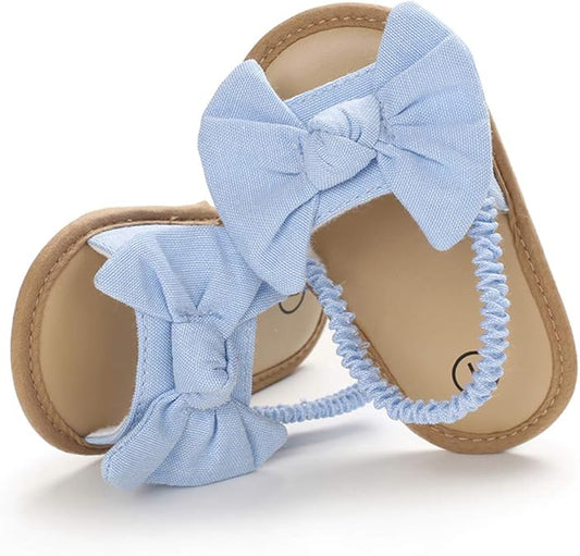 COSANKIM Infant Baby Girls Summer Sandals with Flower Soft Sole Newborn Toddler First Walker Crib Dress Shoes