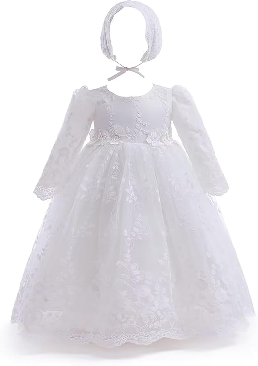Baby Girl Christening Baptism Dress Long Blessing Gowns White Formal Wedding Dresses for Newborn