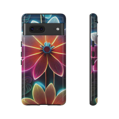 Vibrant Neon Flowers Tough Phone Case