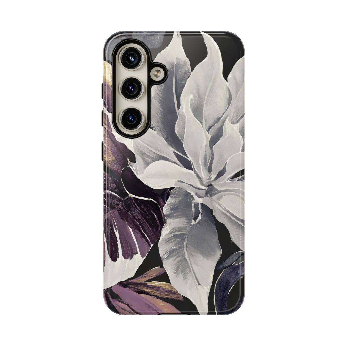White & Plum Floral Tough Phone Case