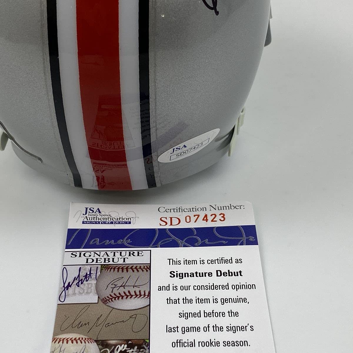 Autographed/Signed Ezekiel Elliott Ohio State Buckeyes College Football Mini Helmet JSA COA