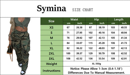 Women's Camo Cargo Pants High Waist Camouflage Casual Long Skinny Joggers with Pockets